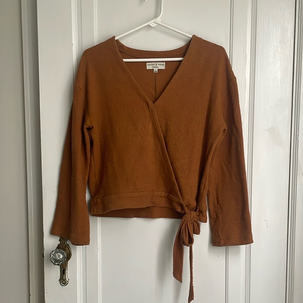 Madewell Texture + Thread Copper Knit wrap top